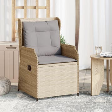 vidaXL Tuinstoelen 2 st verstelbaar met kussens poly rattan, Verzenden