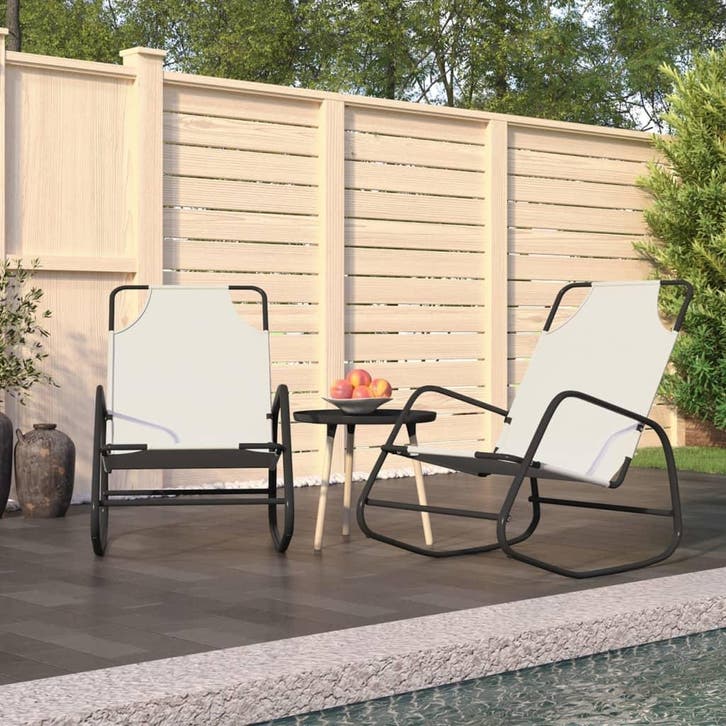 vidaXL Ligstoelen 2 st schommelend staal en textileen, Tuin en Terras, Ligbedden, Nieuw, Verzenden