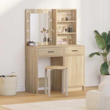 vidaXL Dressing tafel set met LED 2 st Sonoma Eik Bewerkt, Verzenden