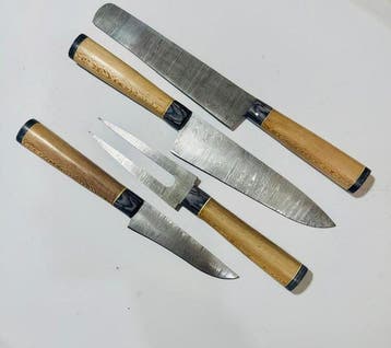 Keukenmes - Kitchen knife set - Keuken- en BBQ-set met leren