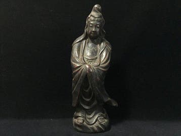 Exquisite Vintage Japanese Ceramic Kannon Bosatsu Statue -