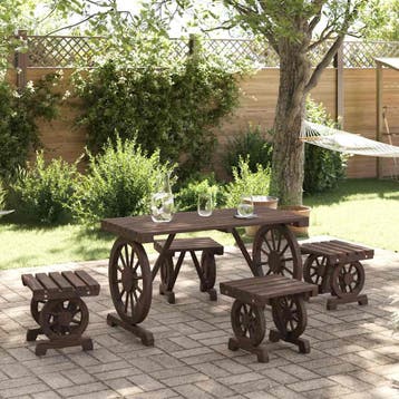 vidaXL 5-delige Tuinset massief vurenhout, Verzenden, Nieuw, Tuinset
