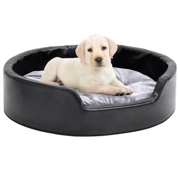 vidaXL Hondenmand 69x59x19 cm pluche en kunstleer zwart en, Dieren en Toebehoren, Honden-accessoires, Verzenden, Nieuw