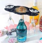 Siliconenmal wijnrek voor fles en 2 glazen epoxy resin 16 cm