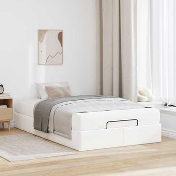 vidaXL Bedframe met matras Anders 2 st Wit PVC, Verzenden