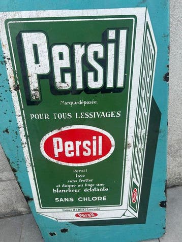 Emaillerie Koekelberg - plaque émaillée vintage Persil -