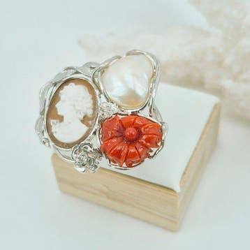 Koraal - Zilver - Ring - CORALLO MEDITERRANEO