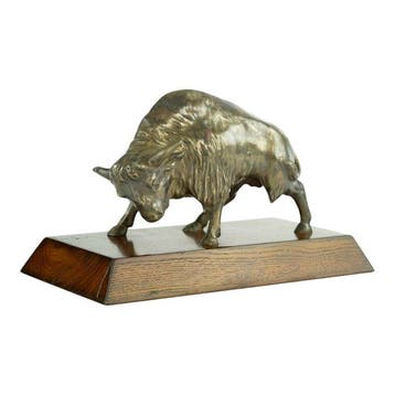 sculptuur, Charging Bison in Art Deco style - 35 cm in