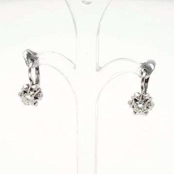 Oorbellen - 18 karaat Witgoud Diamant (Natuurlijk), Nieuw