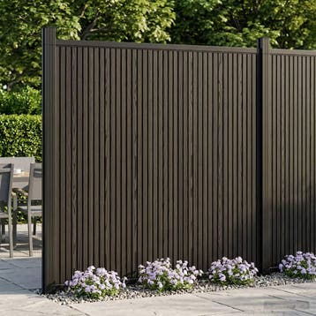 vidaXL Hekpaneel 4 st 705 x 186,5 cm WPC en Aluminium Zwart, Verzenden, Nieuw