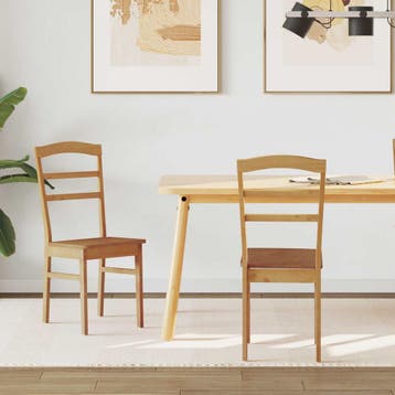 vidaXL Eetkamerstoel 2 st Massief Rubberhout Naturel, Verzenden, Nieuw