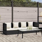 vidaXL Tuinbed met kussens poly rattan zwart, Tuin en Terras, Verzenden, Nieuw