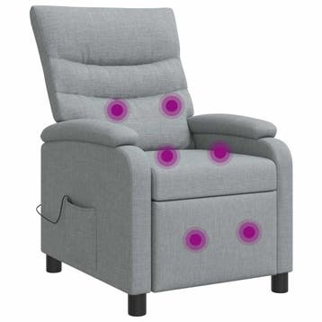 vidaXL Massage Relaxstoel Lichtgrijs Stof, Verzenden