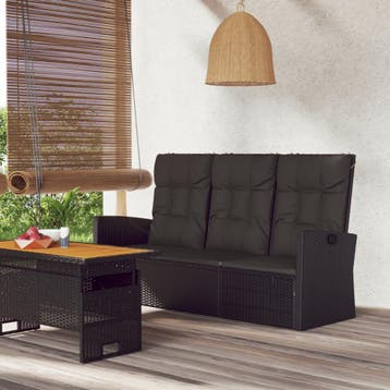 vidaXL Tuinbank verstelbaar met kussens 173 cm poly rattan, Verzenden, Nieuw