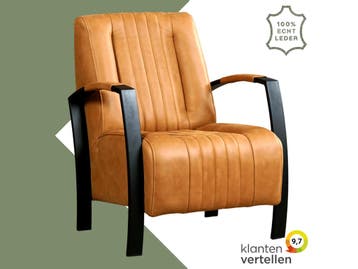 Leren fauteuil Glamour, Nieuw, Ophalen of Verzenden, 50 tot 75 cm, Industrieel, Modern, Retro