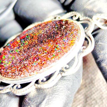 Grand pendentif argent s925 opale australienne Bijoux -