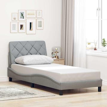 vidaXL Bedframe zonder matras 90x190 cm stof lichtgrijs, Verzenden