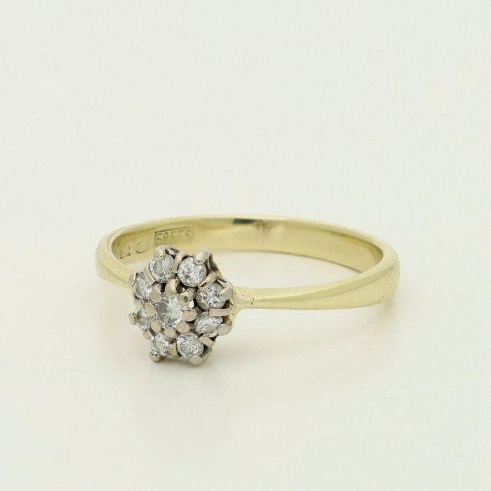 Bague - 14 carats Or jaune, Or blanc Diamant (Naturelle), Handtassen en Accessoires, Ringen