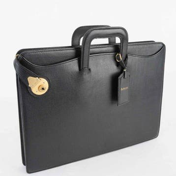 Burberrys - Burberrys London Black Grained Leather Briefcase, Nieuw