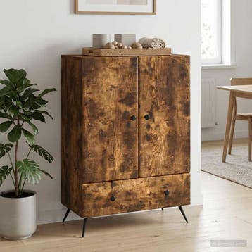 vidaXL Dressoir Gerookt eiken 66 x 34,5 x 95 cm Bewerkt hout, Maison & Meubles, Verzenden