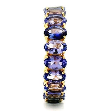 Bague - 14 carats Or jaune - 5.66ct. tw. Tanzanite - Bague