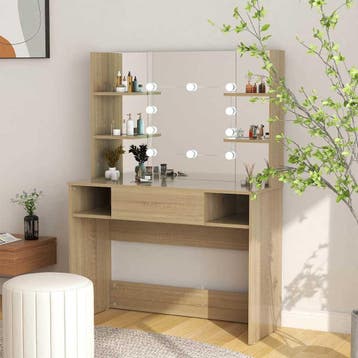 vidaXL Kaptafel met LED-verlichting 100x40x135 cm MDF, Verzenden