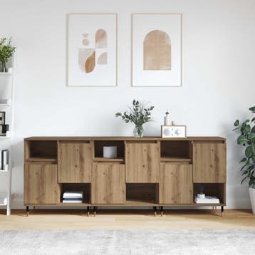 vidaXL Dressoirs 3 st Artisan Eiken, Verzenden, Nieuw