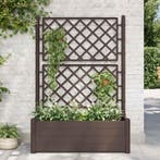 vidaXL Plantenbak met latwerk 100x43x142 cm PP mokka, Verzenden
