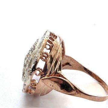 Zonder minimumprijs - Ring - 9 kt. Roségoud, Zilver Diamant