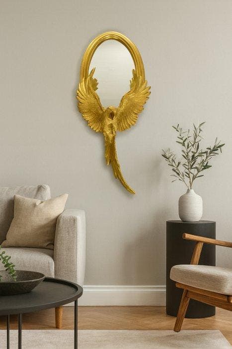 Wandspiegel - Hout, Hars - Wandspiegel, Antiek en Kunst, Curiosa en Brocante