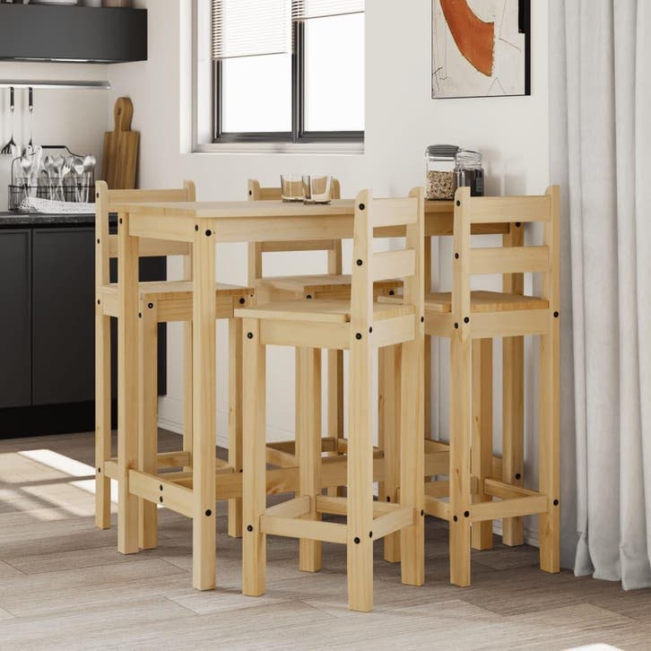 vidaXL 5-delige Barset massief grenenhout, Huis en Inrichting, Complete eetkamers, Nieuw, Verzenden