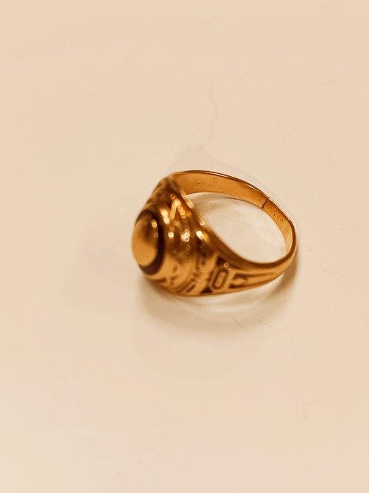 Ring - 10 kt. Geel goud Robijn, Bijoux, Sacs & Beauté, Bagues