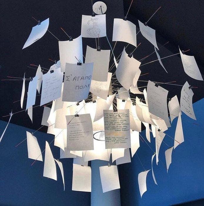 Ingo Maurer - Plafondlamp - Zettelz 5 - Metaal, glas, Antiek en Kunst, Antiek | Verlichting