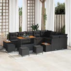vidaXL Tuinbank Set 13 pcs Zwart Poly Riet en Poedergecoat, Verzenden, Nieuw