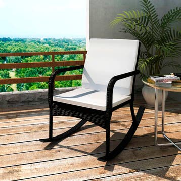 vidaXL Tuinschommelstoel poly rattan zwart, Verzenden