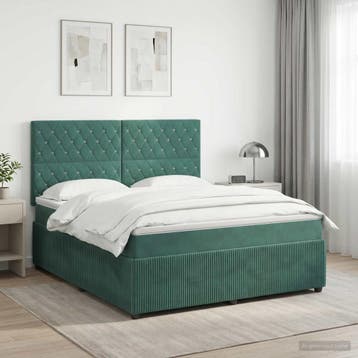 vidaXL Boxspringbed met matras Donkergroen 140 x 190 cm, Verzenden