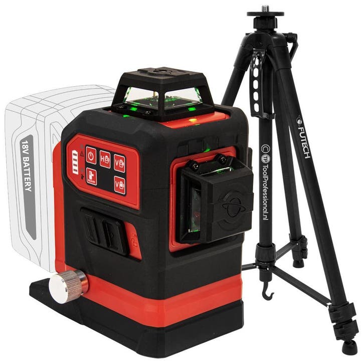 Unieke 3D lijnlaser incl. statief! Werkt op alle 18V accus!, Bricolage & Construction, Instruments de mesure, Envoi