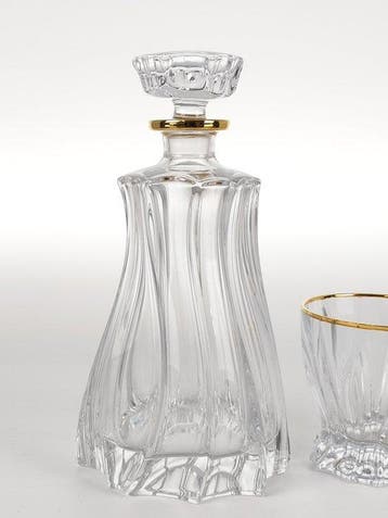 Fles (3) - 24 kt goud - Crystal-drinkset