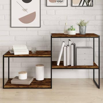 vidaXL Wandschappen 4 st 60x40x1,5 cm bewerkt hout gerookt, Verzenden