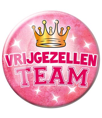 Button Vrijgezellen Team Vrouw 10,2cm, Verzenden, Nieuw