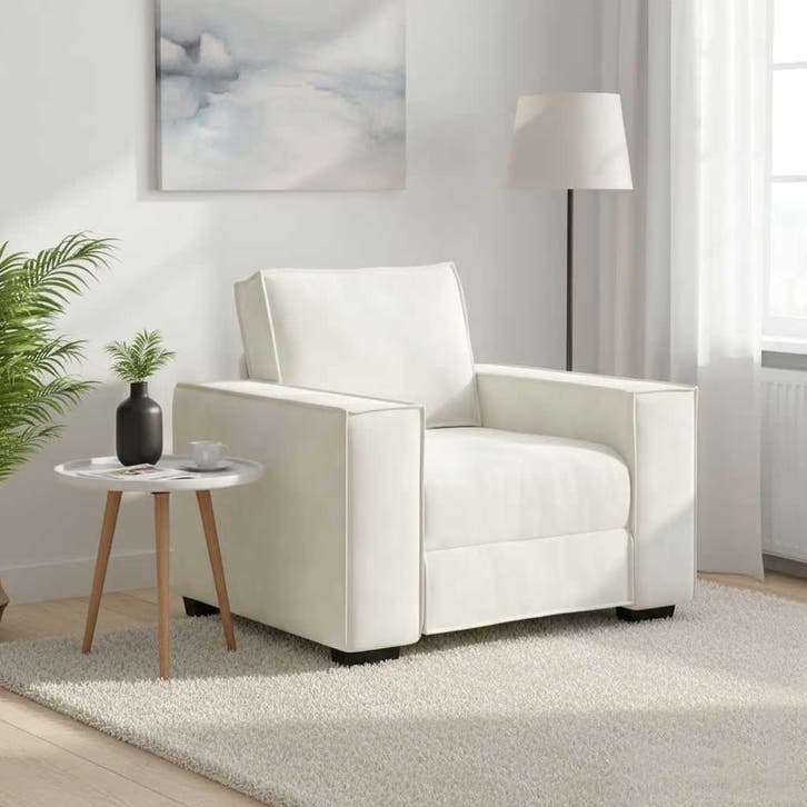 vidaXL Fauteuil Crème 100x78x84 cm Fluweel, Huis en Inrichting, Zetels | Zetels, Nieuw, Verzenden