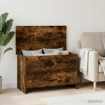 vidaXL Opbergkist Gerookt eiken 80 x 40 x 50 cm Bewerkt hout, Verzenden