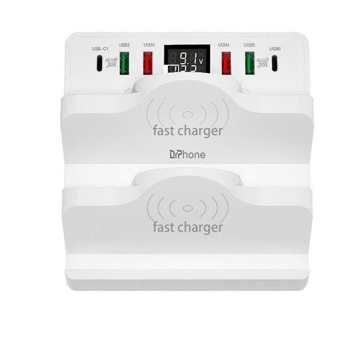DrPhone SmartC7 Multifunctionele 80W Laadstation - 6-poorts, Telecommunicatie, Mobiele telefoons | Telefoon-opladers, Nieuw, Verzenden