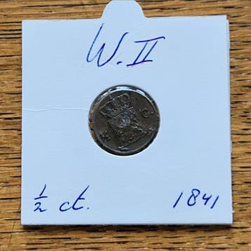 Nederland. Willem II. 1/2 Cent 1841 (Zonder minimumprijs)
