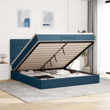 vidaXL Bed poef met matrassen en leds 200x200 cm fluweel, Verzenden