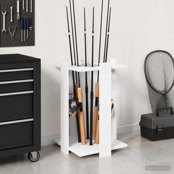 vidaXL Hengelhouder Bewerkt hout 42 x 43 x 60 cm Hoogglans, Sport en Fitness, Biljarten en Poolen, Verzenden, Nieuw
