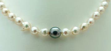 Zonder minimumprijs - Halsketting - Zilver - Drop Tahitian,, Nieuw