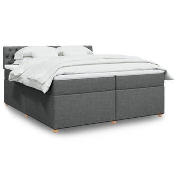 vidaXL Boxspring met matras stof donkergrijs 200x200 cm, Verzenden, Nieuw