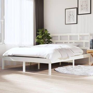 vidaXL Bedframe massief grenenhout wit 140x190 cm, Verzenden