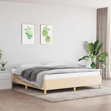 vidaXL Boxspring bed stof crèmekleurig 160x200 cm, Huis en Inrichting, Slaapkamer | Bedden, Verzenden, Nieuw